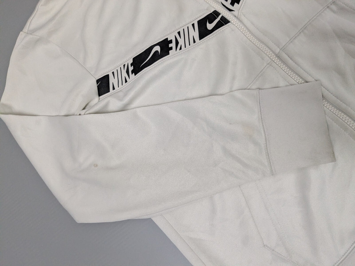 Nike Hoodie Mens M White Logo-Tape Full-Zip Sweatshirt