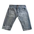My Store Lee Knox light blue denim jorts with a faded wash, button fly, and classic five-pocket styling.