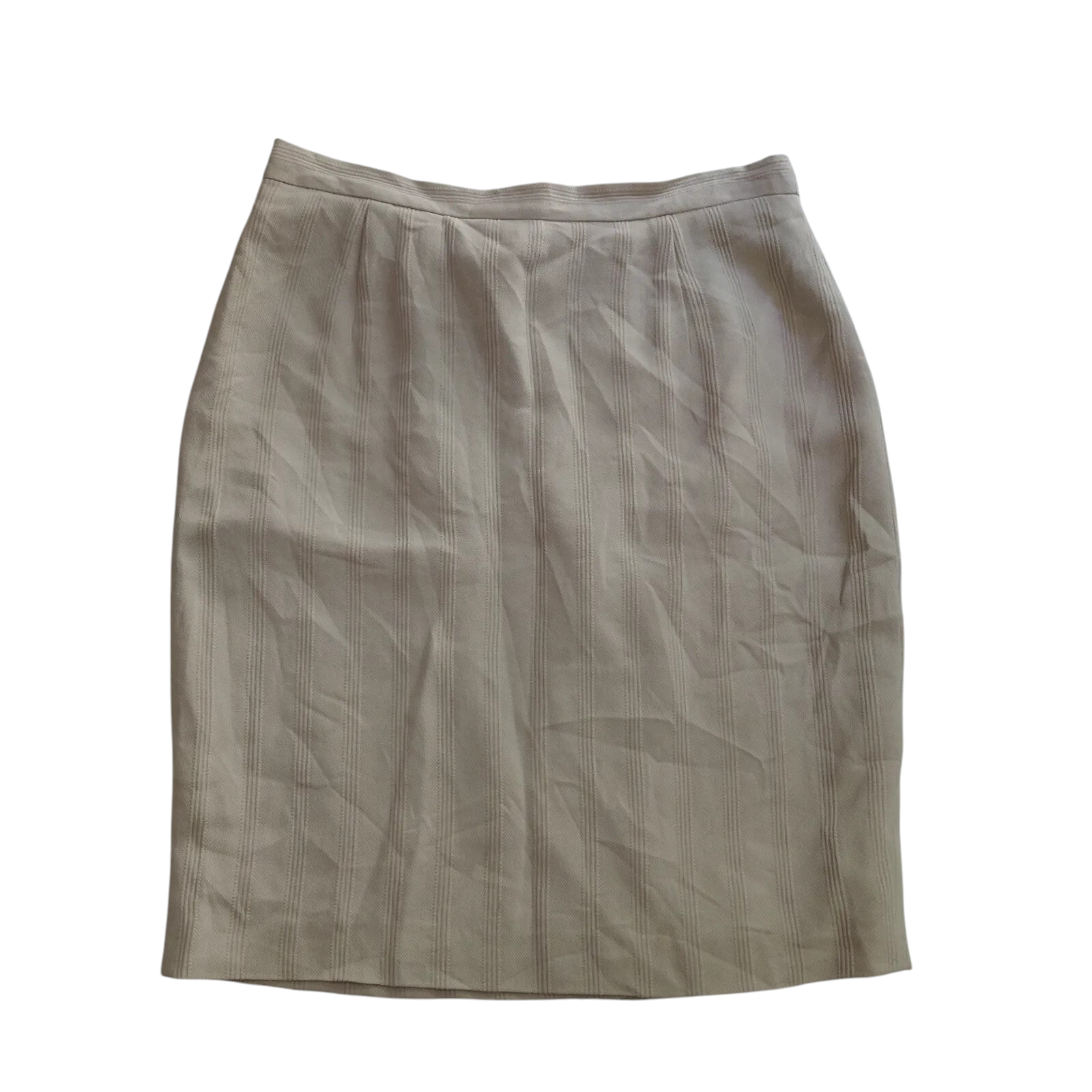 My Store beige striped pencil skirt with a tailored fit and subtle vertical texture