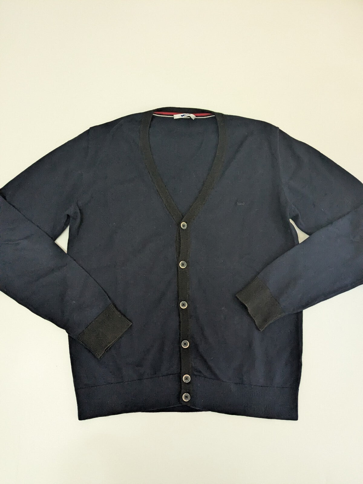 GAS Cardigan Mens M Navy Button-Up Knit Sweater