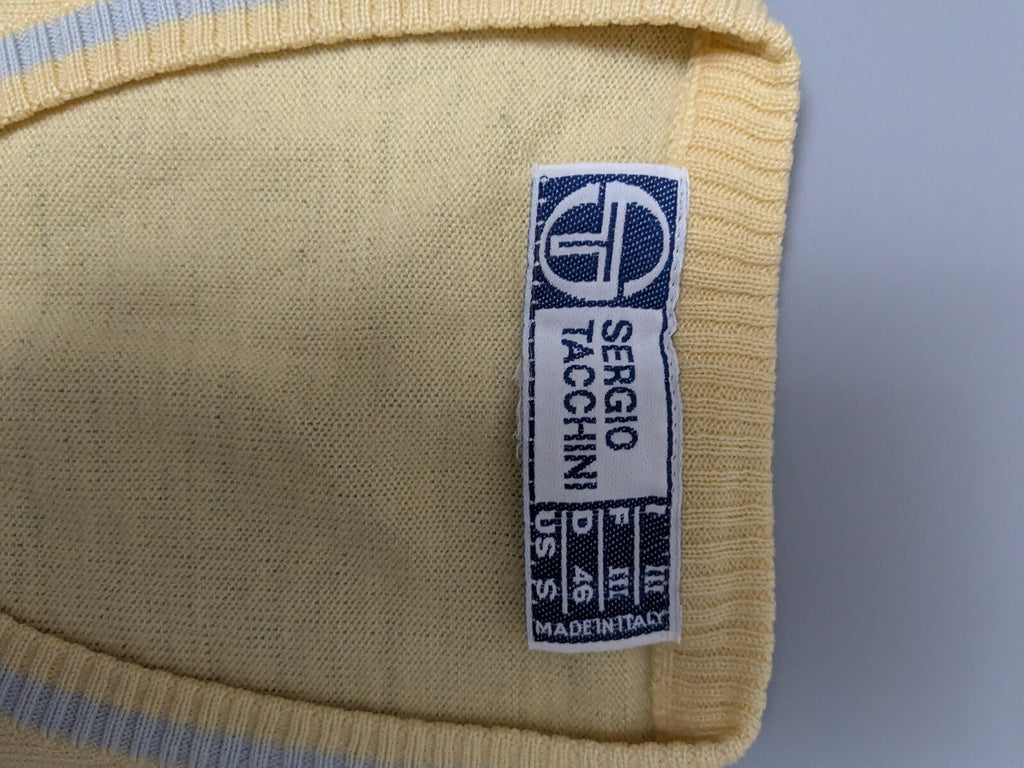 Vintage Sergio Tacchini Pastel Yellow Knit Sweater Vest / Size M (IT 48)