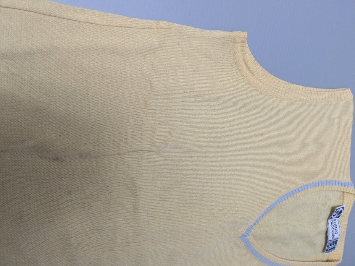 Vintage Sergio Tacchini Pastel Yellow Knit Sweater Vest / Size M (IT 48)