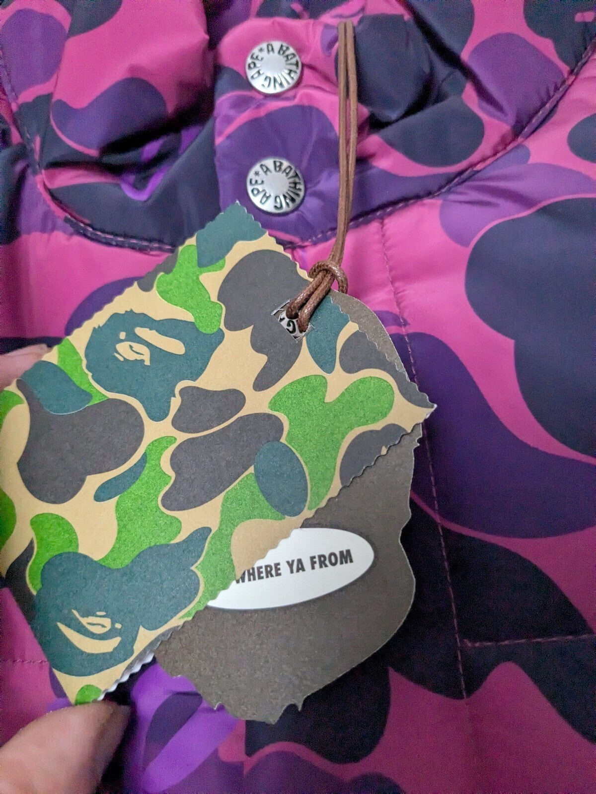 A Bathing Ape Syna World Padded Jacket Mens M Purple Camo Hooded