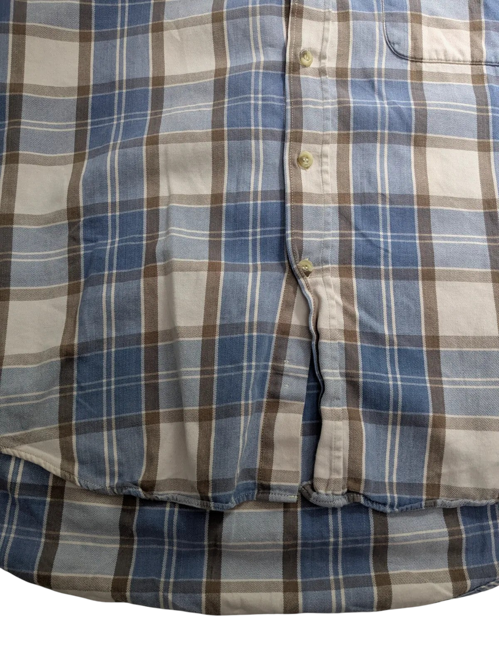 My Store Fila blue and white plaid cotton button-up long sleeve shirt with a front chest pocket