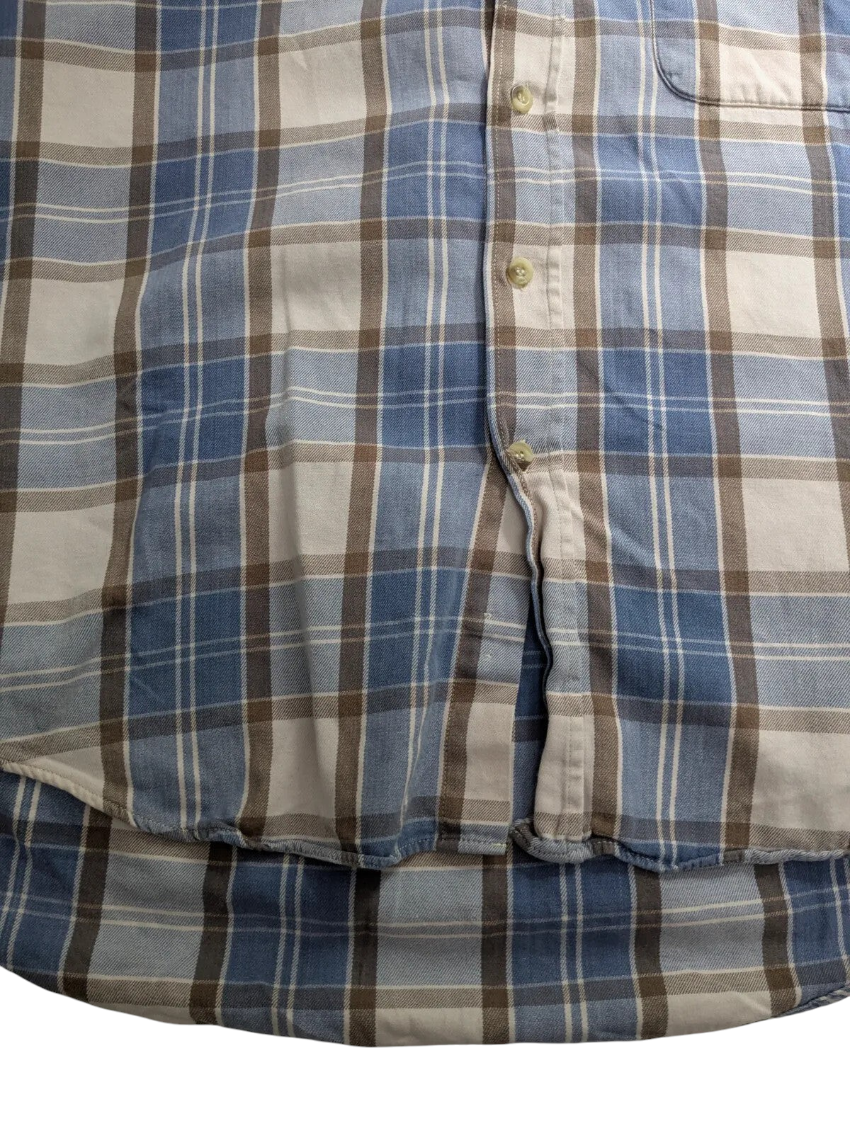 My Store Fila blue and white plaid cotton button-up long sleeve shirt with a front chest pocket