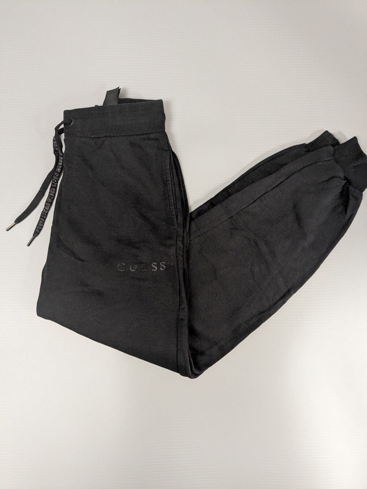 Guess Joggers Womens XS Black Elastic-Waist Sweatpants Activewear