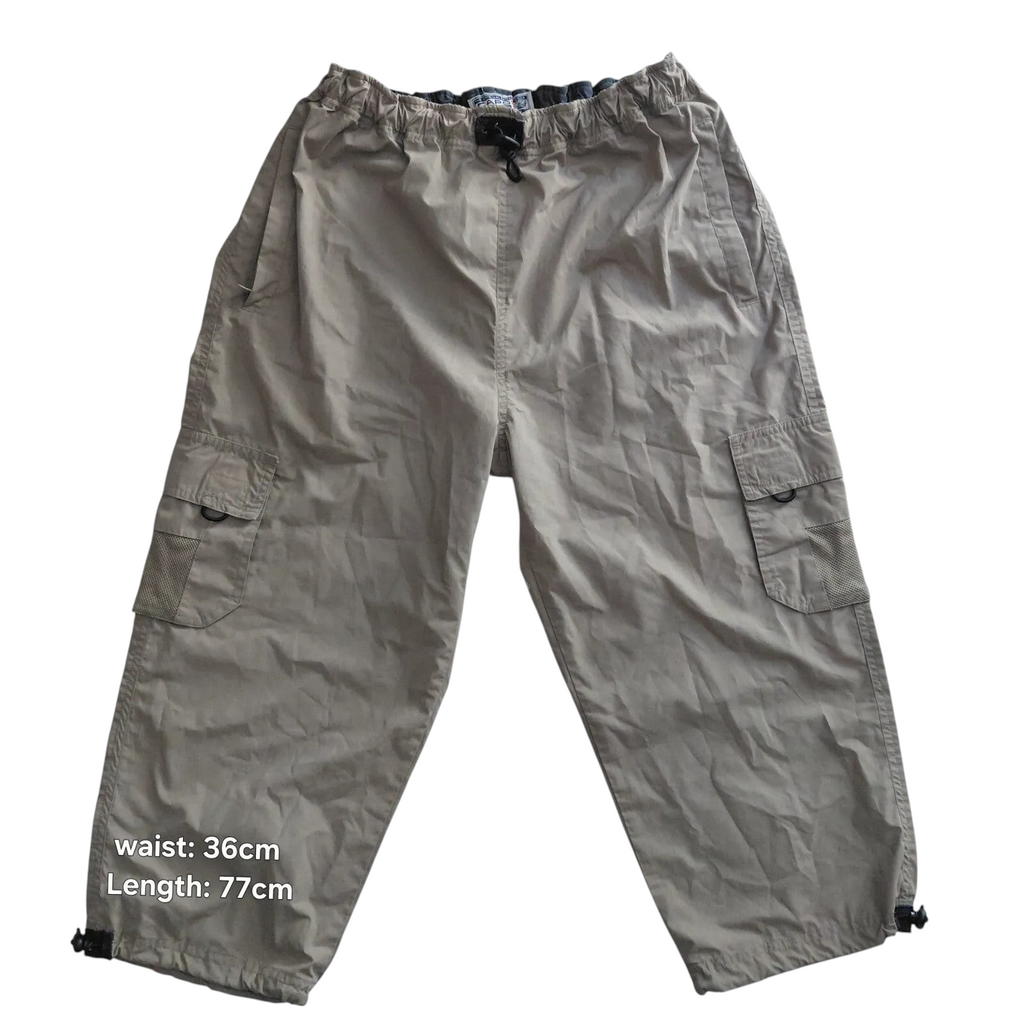 My Store beige Capo Outwear cargo trousers with straight leg, elastic waist, and side pockets on a white background