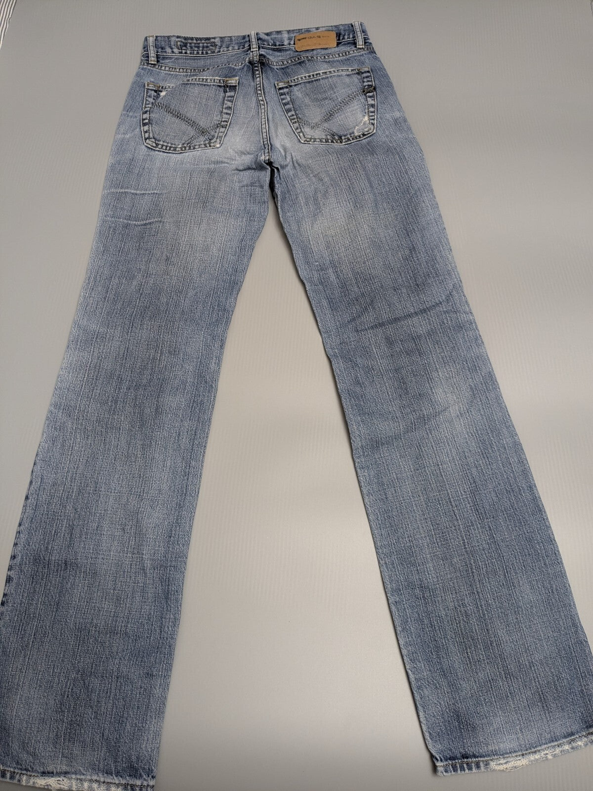 GAS Jeans W31 L36 Blue Vintage Distressed Straight Denim