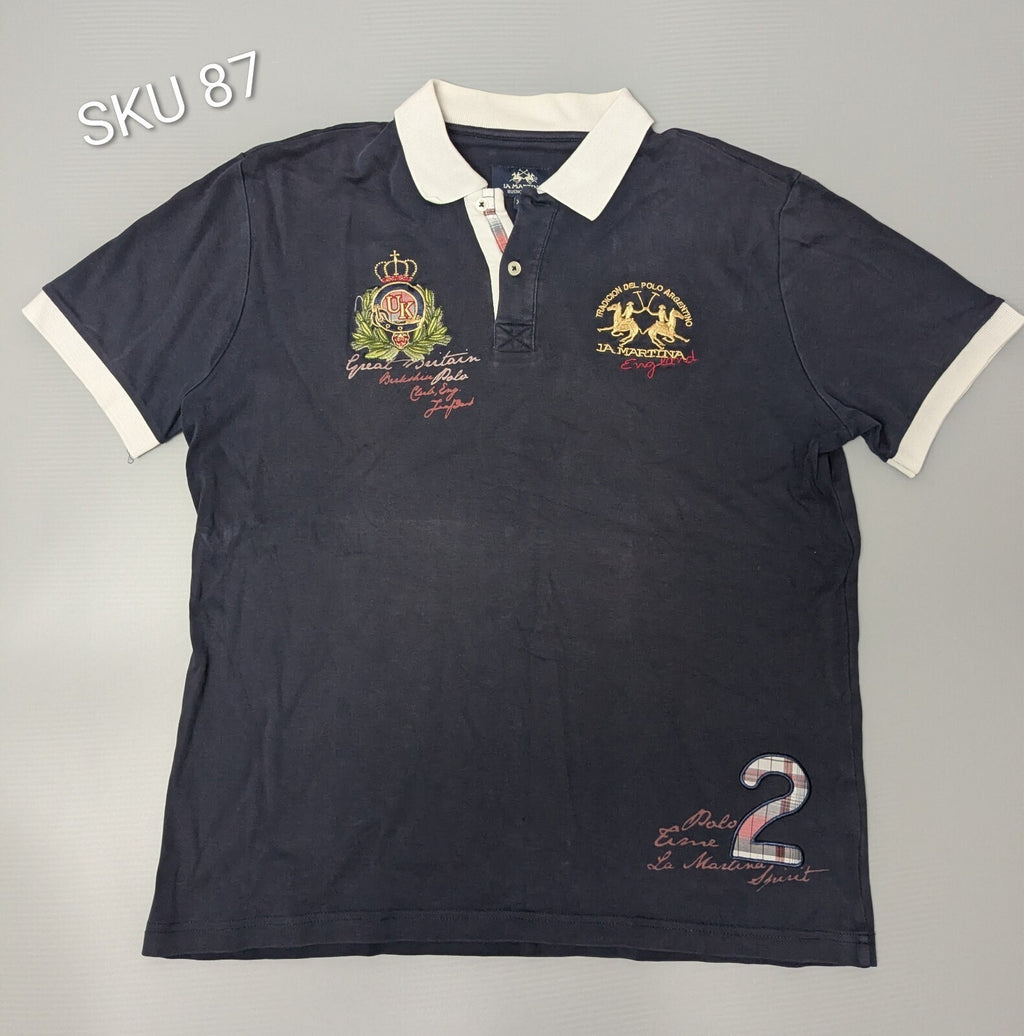 La Martina Polo Shirt Mens XXL Navy Short-Sleeve Cotton