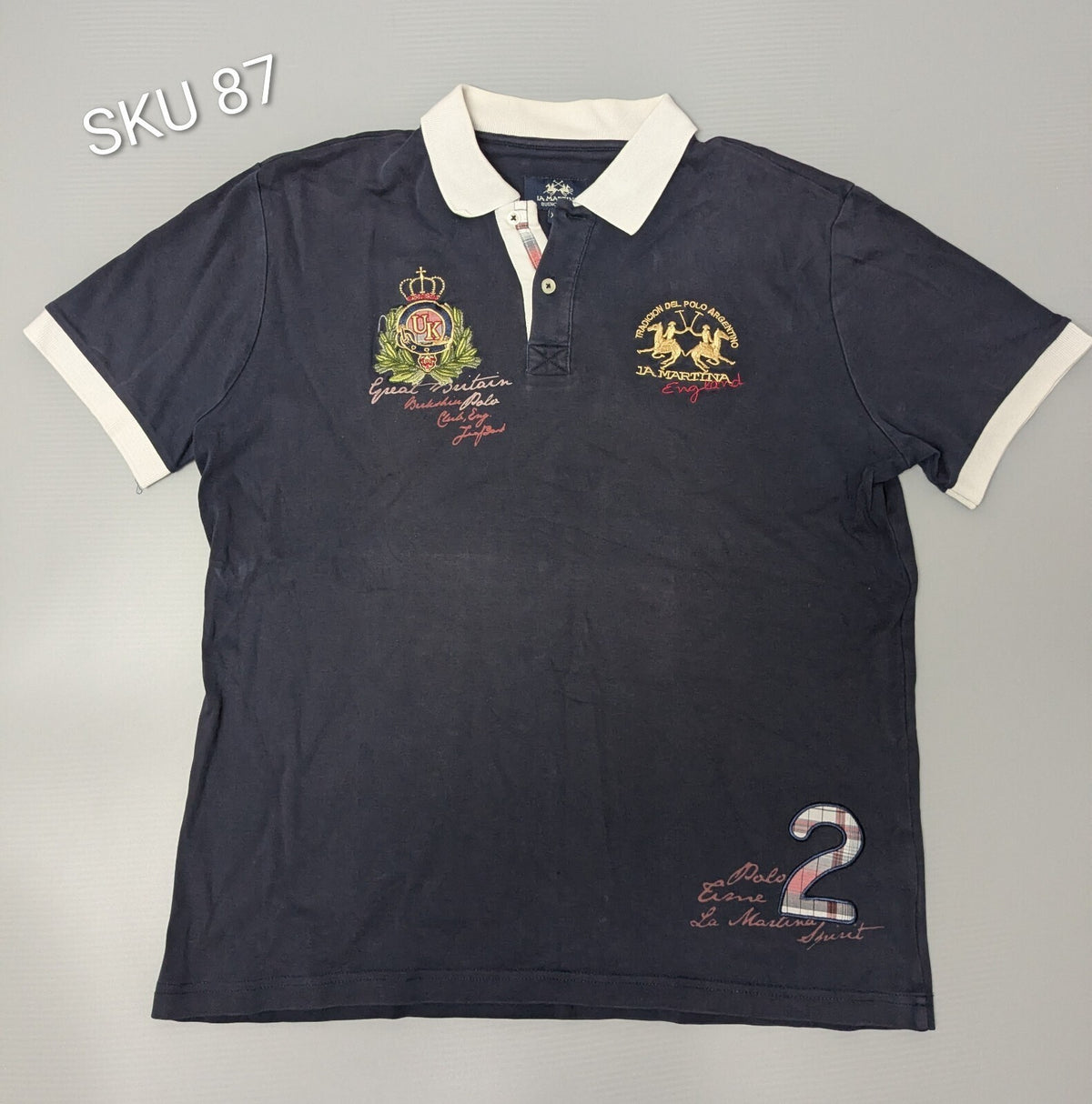 La Martina Polo Shirt Mens XXL Navy Short-Sleeve Cotton