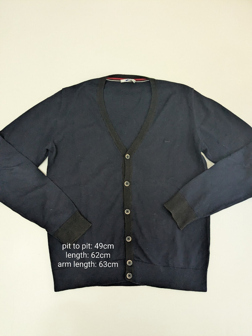 GAS Cardigan Mens M Navy Button-Up Knit Sweater