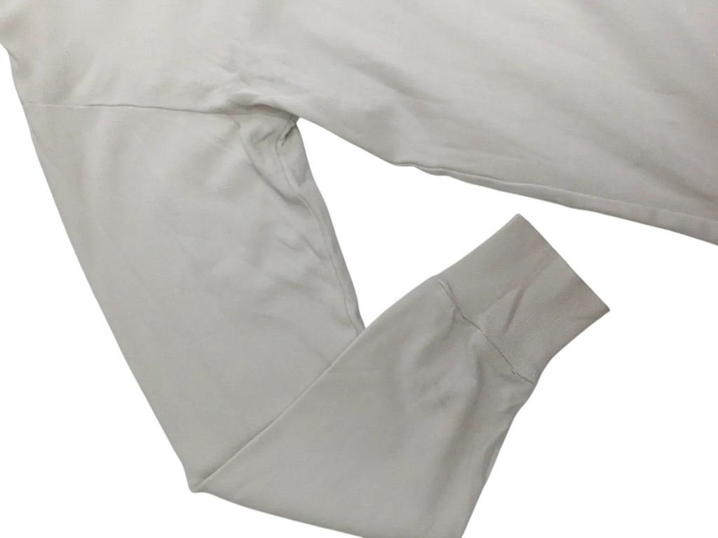 My Store cream cotton long sleeve polo shirt sleeve detail with ribbed cuff