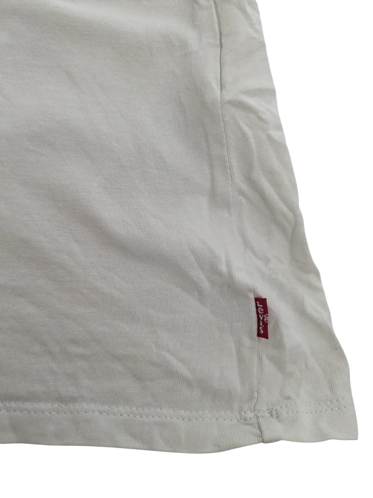 My Store white cotton jersey Levi's t-shirt featuring a small red brand logo tab on the side seam