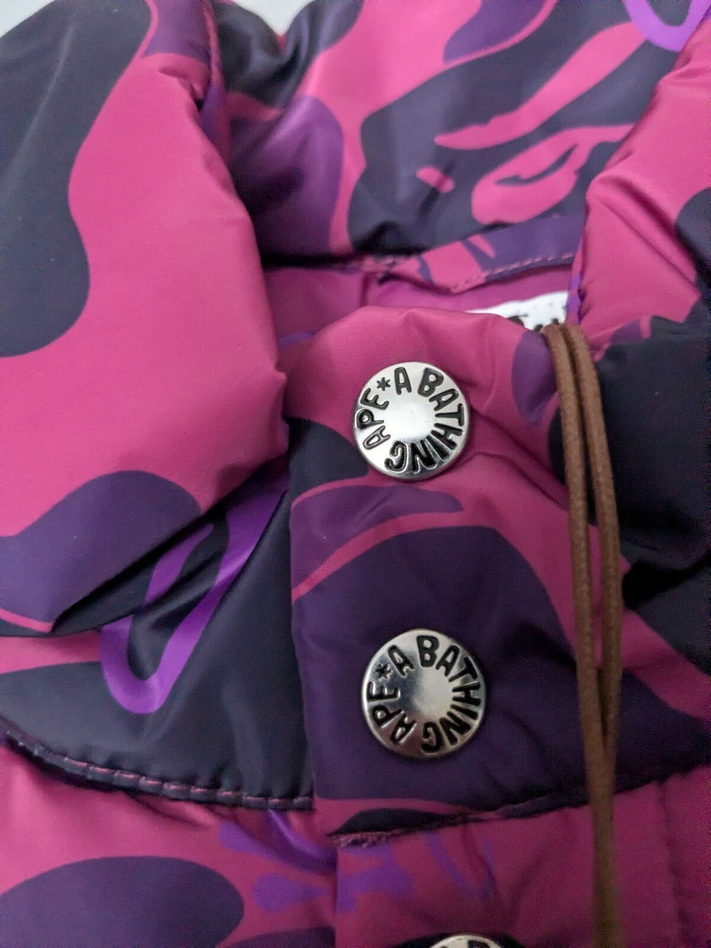 A Bathing Ape Syna World Padded Jacket Mens M Purple Camo Hooded