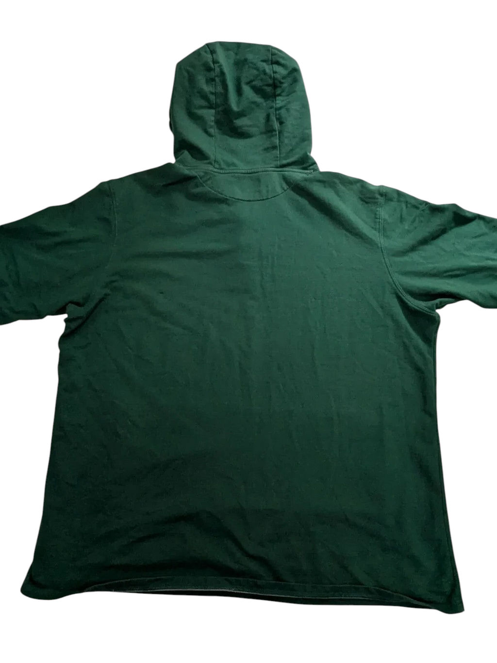 My Store Columbia men's XL green cotton hooded pullover sweatshirt, back view showing plain design.