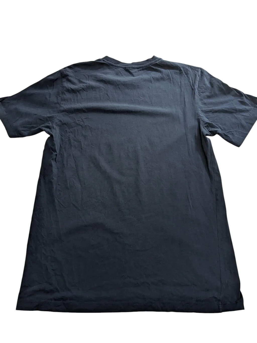 My Store navy blue cotton crew neck short sleeve t-shirt, back view