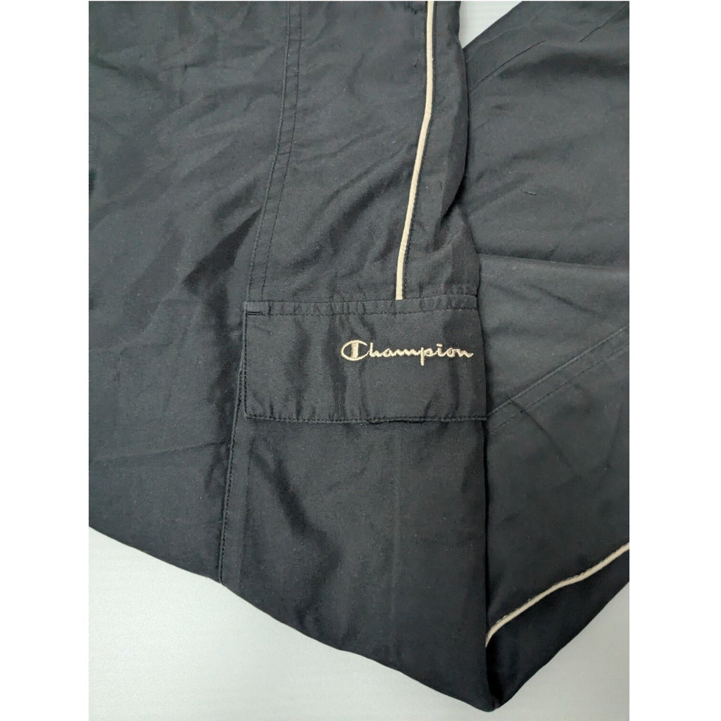 Champion Track Pants Mens L Black Taped Side Joggers Y2K