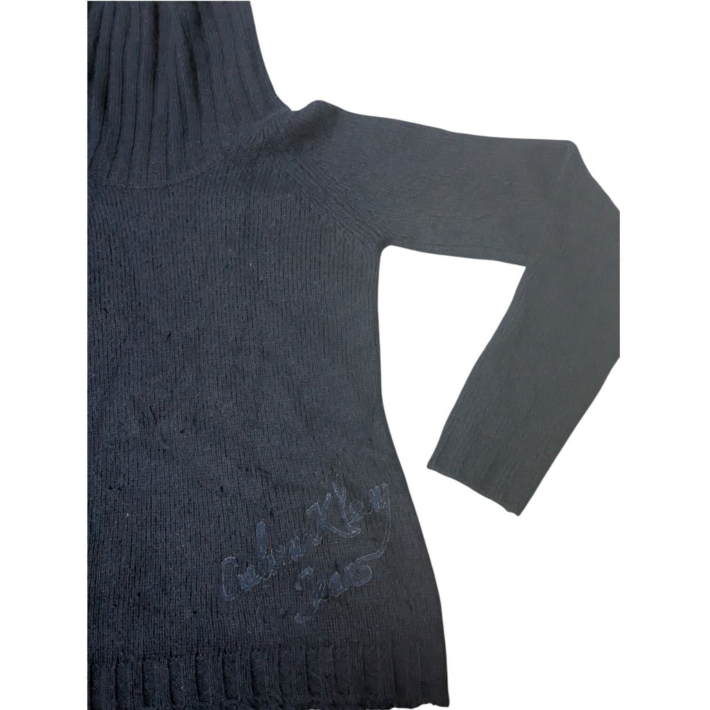 Calvin Klein Sweater Womens S Black Ribbed Turtleneck Y2K