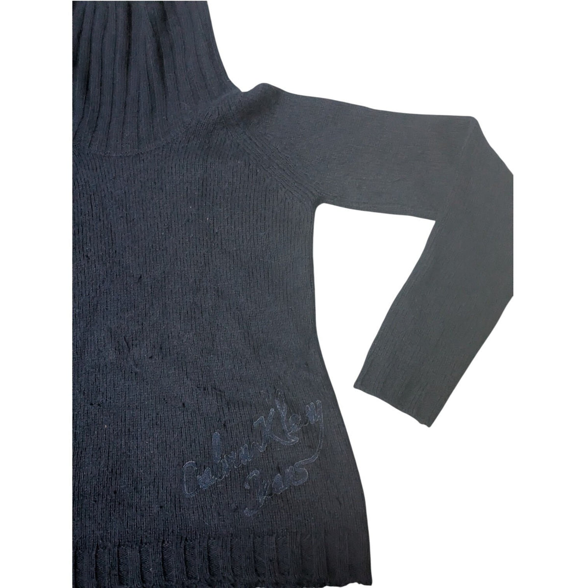 Calvin Klein Sweater Womens S Black Ribbed Turtleneck Y2K
