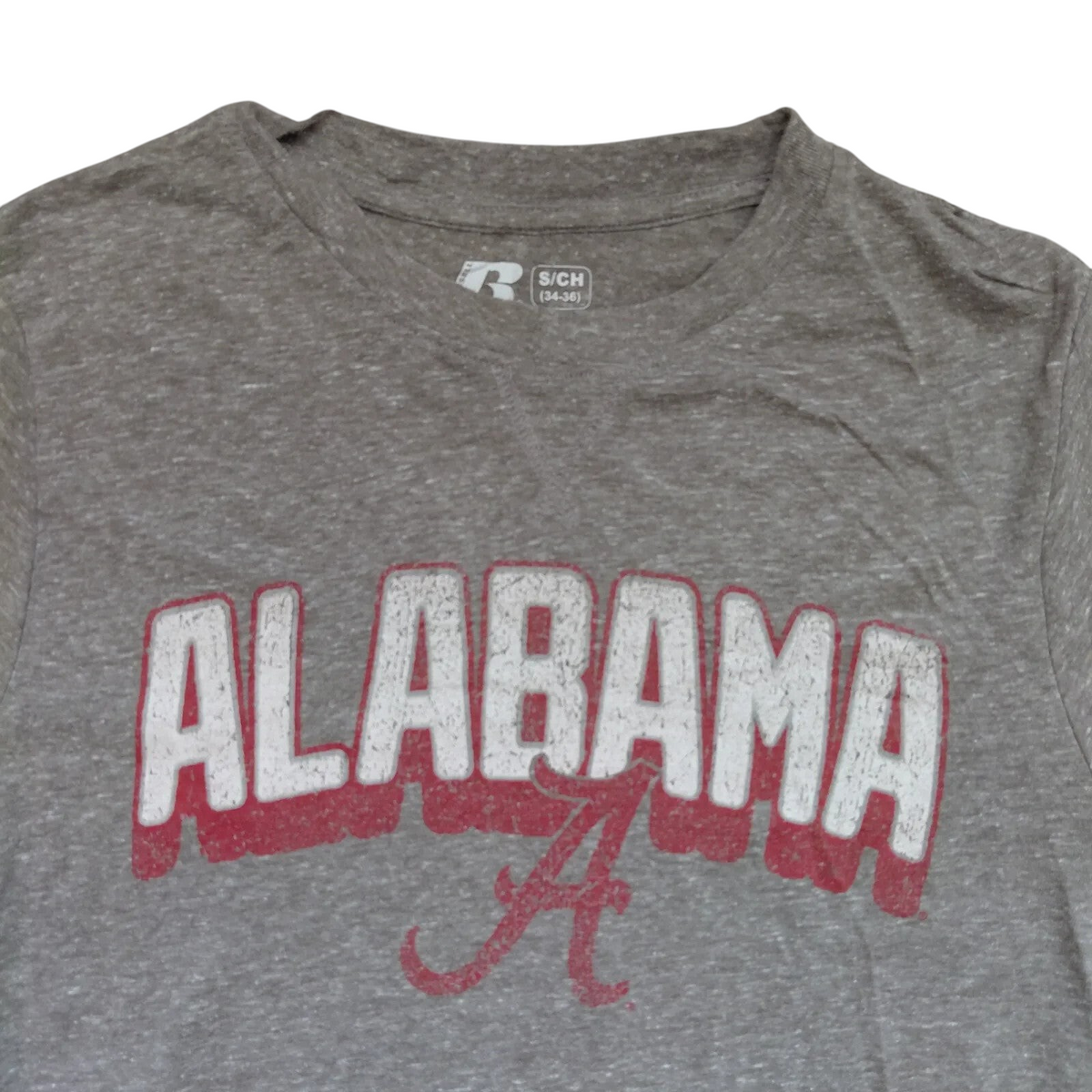 My Store grey Alabama graphic crew neck t-shirt with distressed red and white lettering in size small