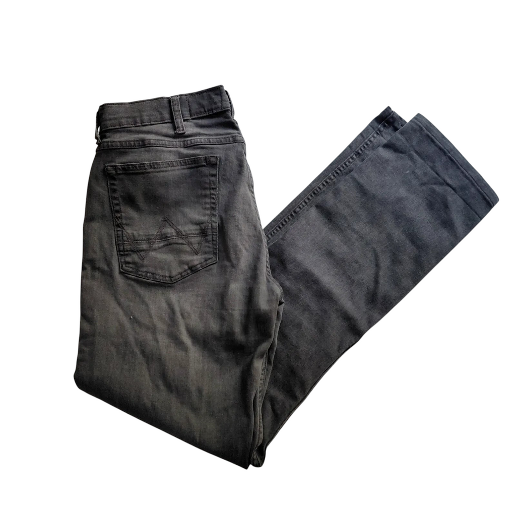 My Store Wrangler Greensboro grey denim jeans with a straight leg fit and faded finish