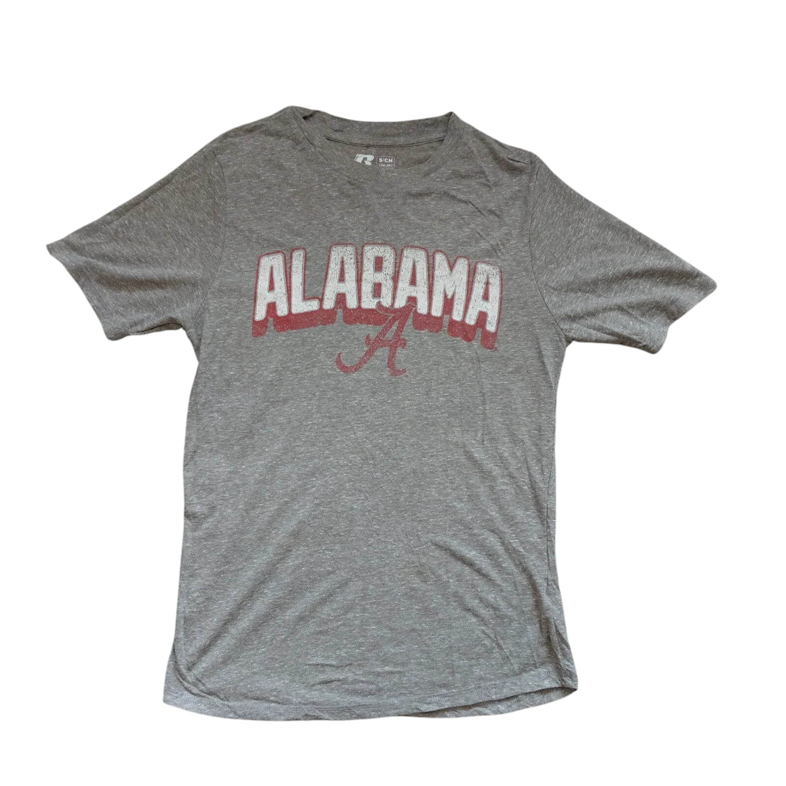 My Store grey Alabama graphic crew neck t-shirt with red and white distressed lettering in size small