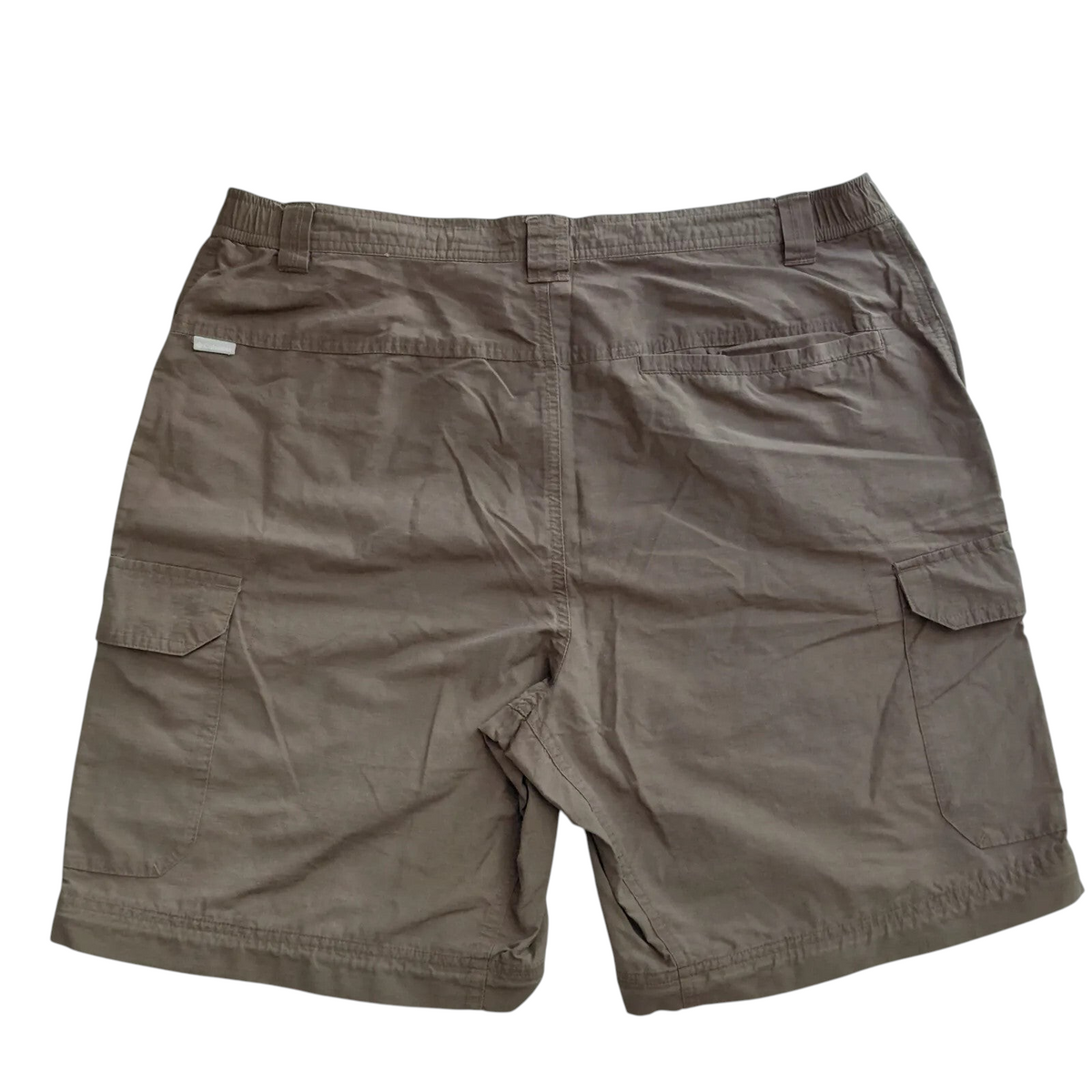 My Store Columbia Sportswear Company brown cotton nylon cargo shorts with utility pockets, back view