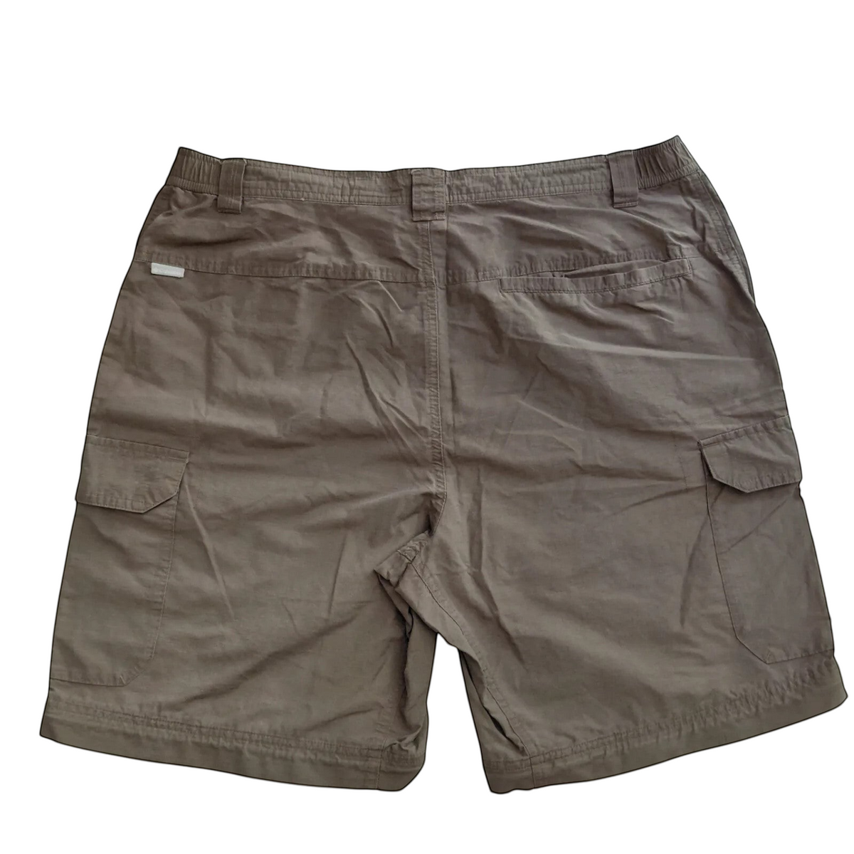 My Store Columbia Sportswear Company brown cotton nylon cargo shorts with utility pockets, back view