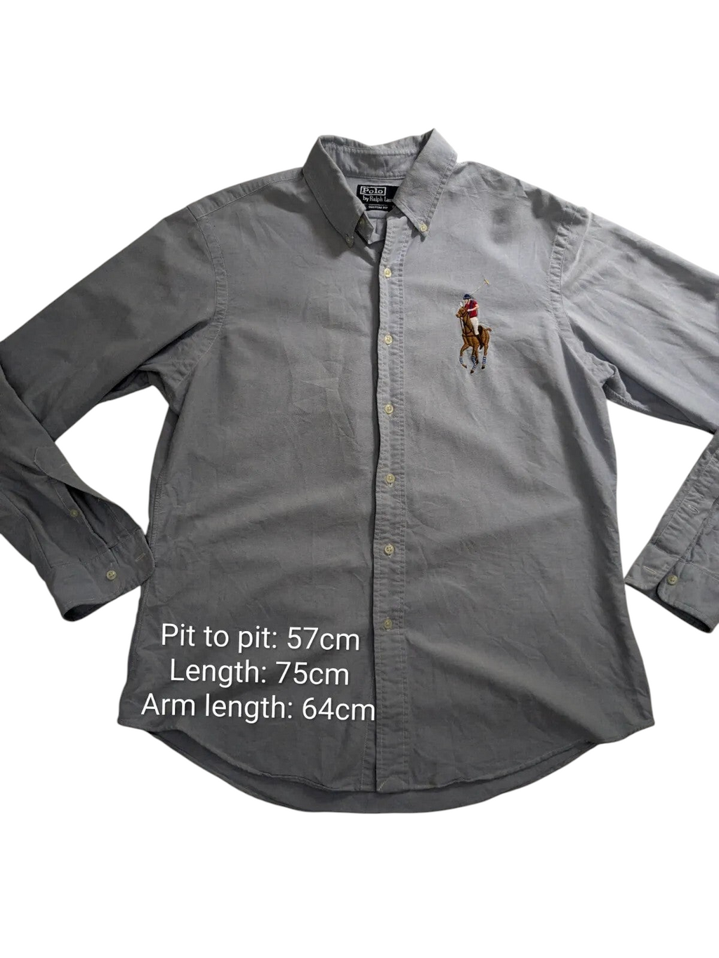 My Store light blue Ralph Lauren custom fit cotton button-down shirt with embroidered logo on chest