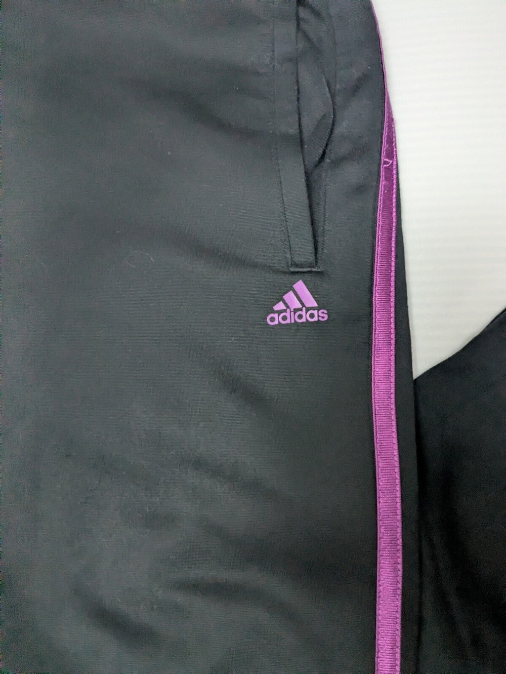 Adidas Track Pants Womens UK 10 12 Black Y2K Striped Joggers