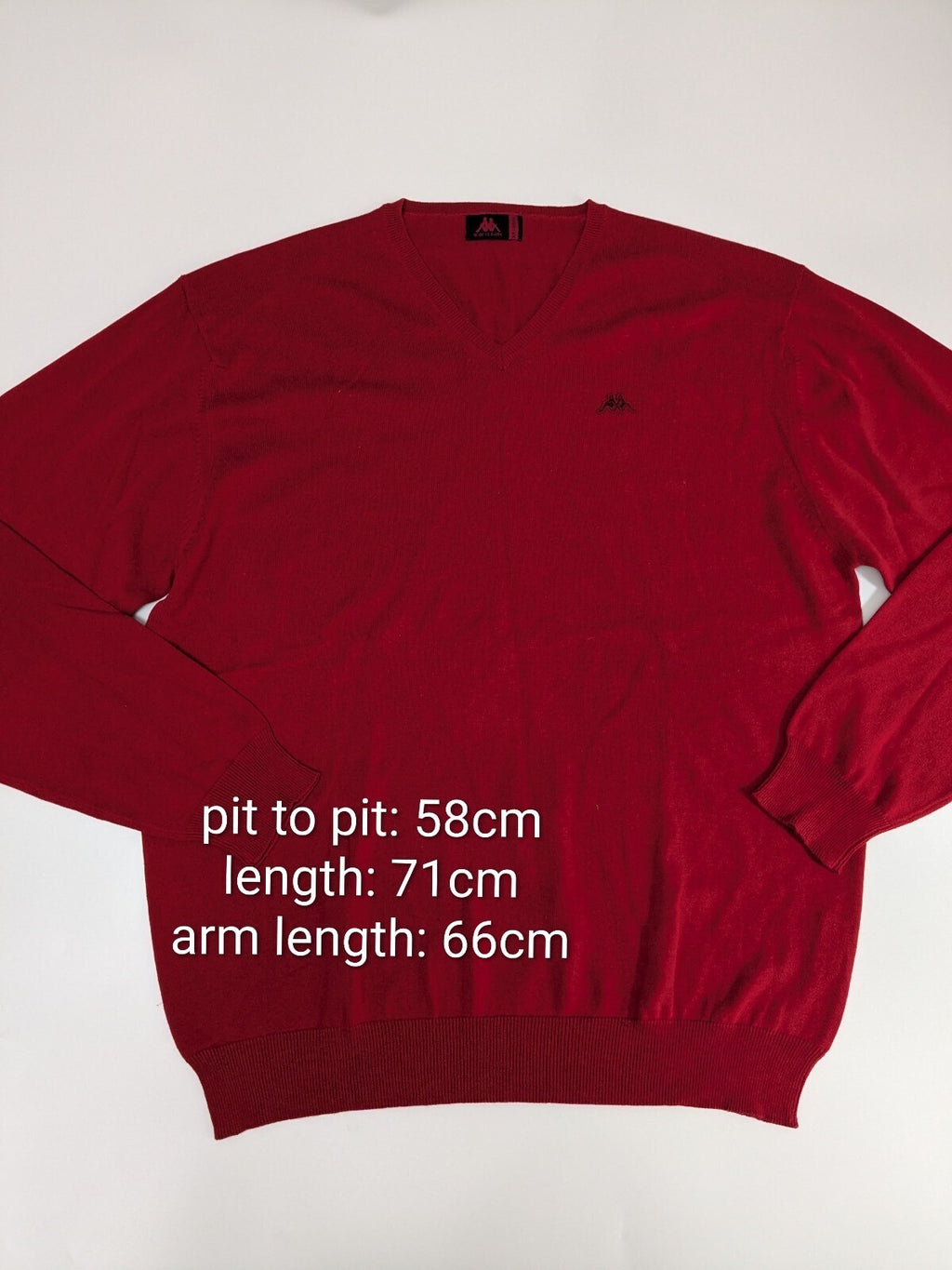 Kappa Sweater Mens 2XL Red V-Neck Knit Jumper