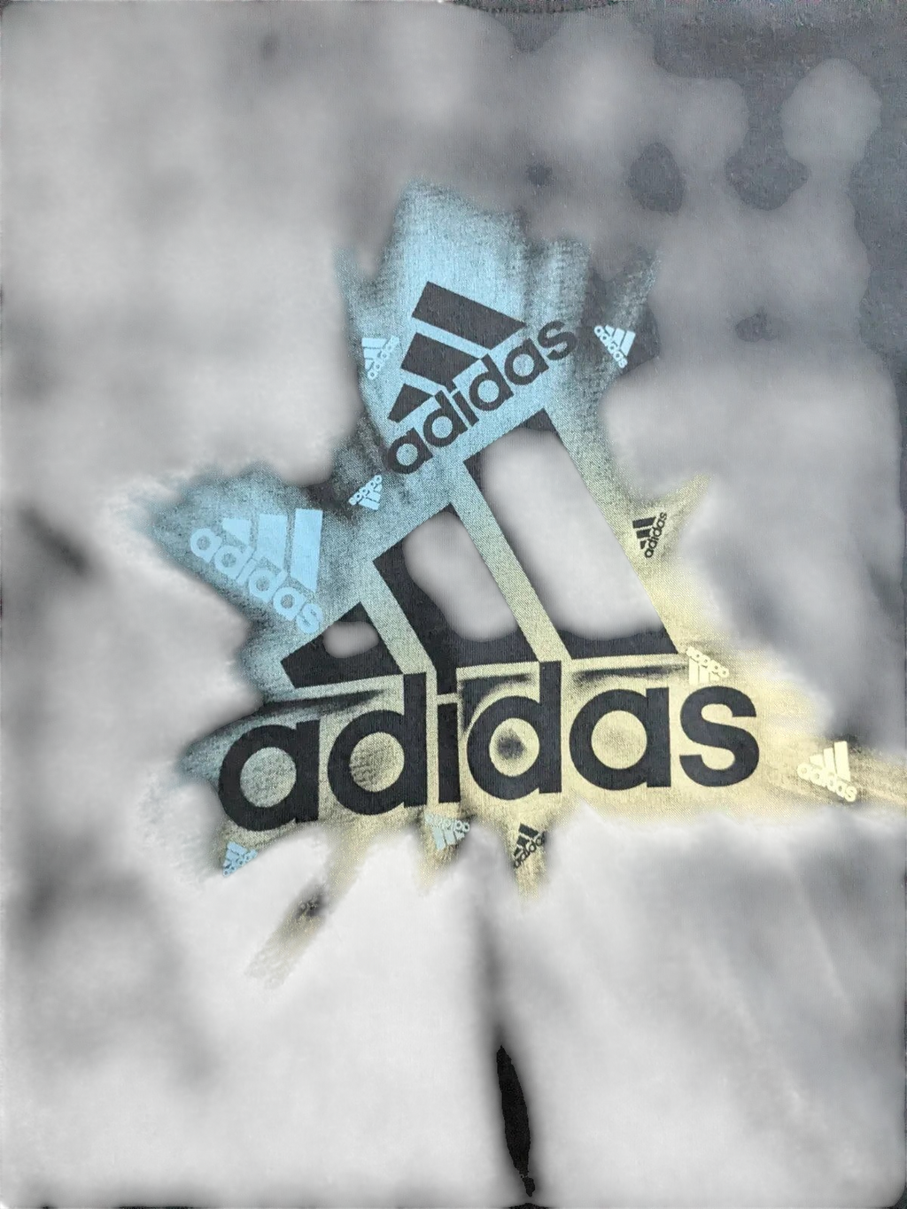 My Store navy cotton Adidas t-shirt featuring a distressed spray paint style logo graphic on the front