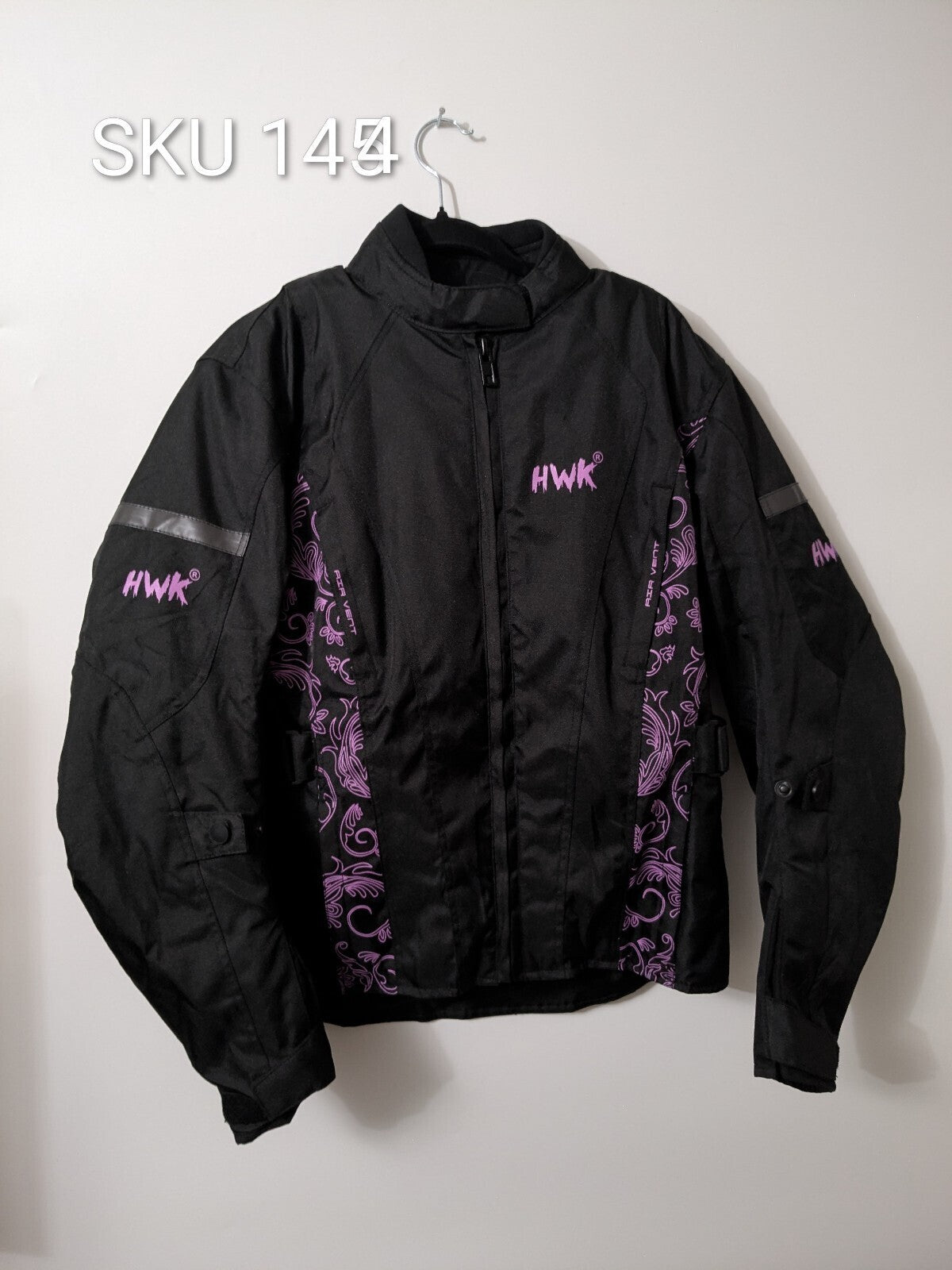 HWK Motorcycle Jacket Womens S Black Pink Armored Air-Vent Riding
