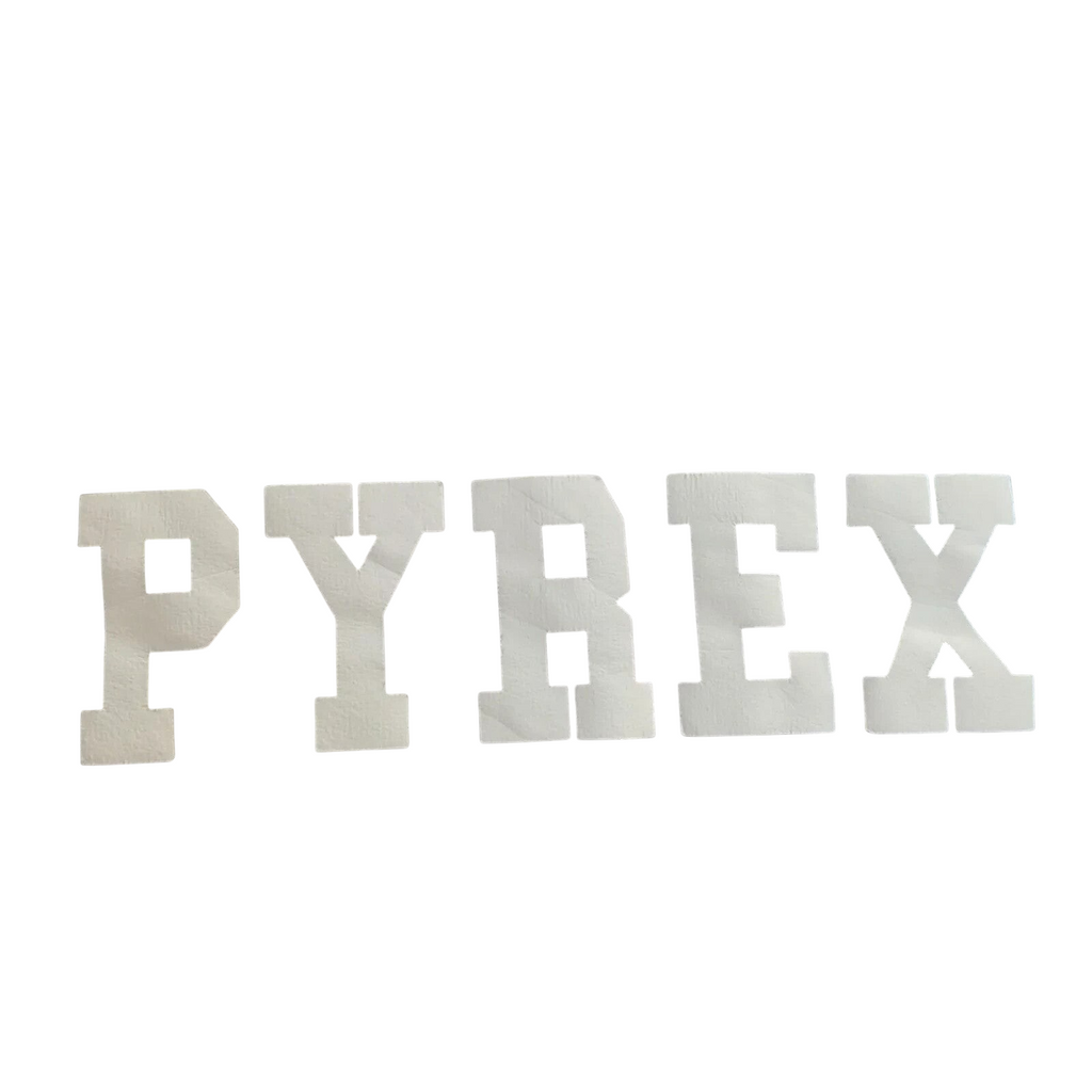 My Store black cotton Pyrex pullover hoodie with white block letter logo graphic on the chest