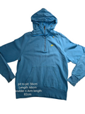 My Store Nike blue cotton quarter zip hoodie with yellow logo and front pocket, size large streetwear