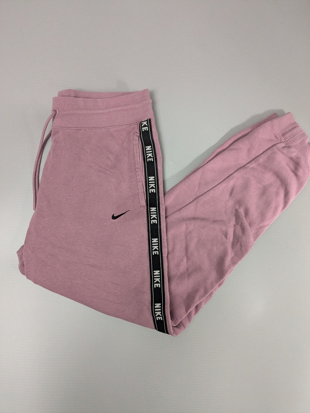 Nike Joggers Womens M Pink Logo-Tape Track Bottoms Sweatpants