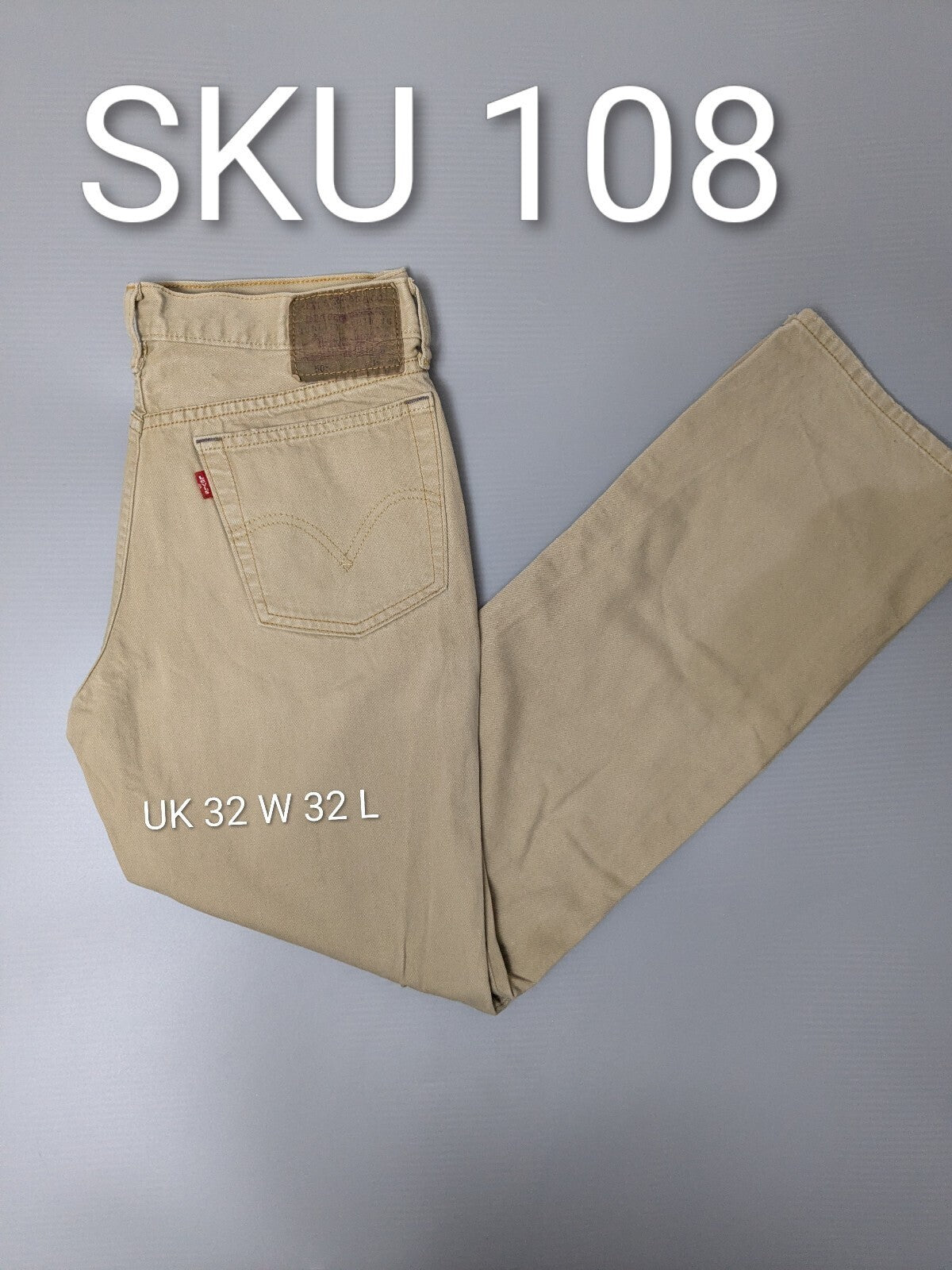 Vintage Levi's 502 Regular Tapered Jeans Beige Tan Denim W32 L32 Red Tab