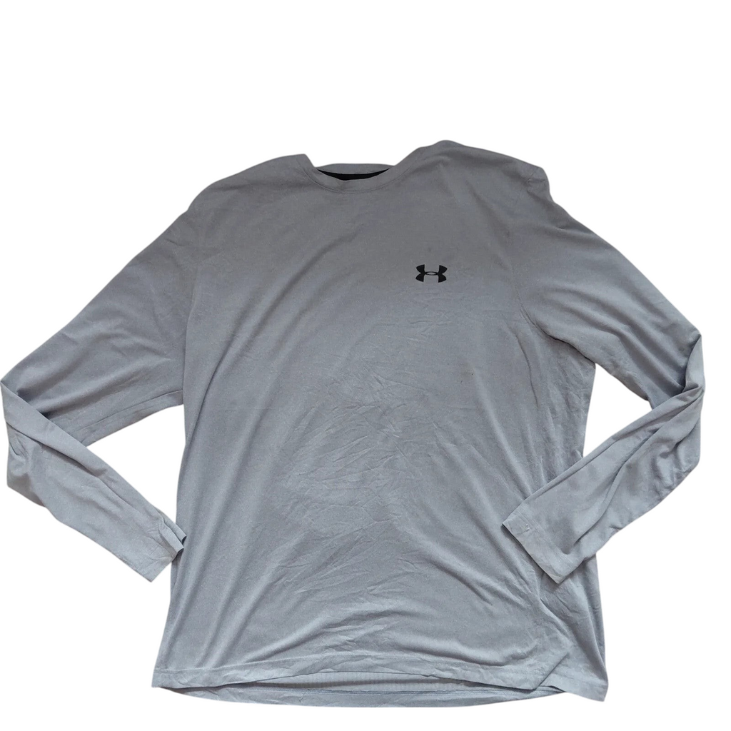 My Store grey Under Armour long sleeve crew neck t-shirt with logo detail for men