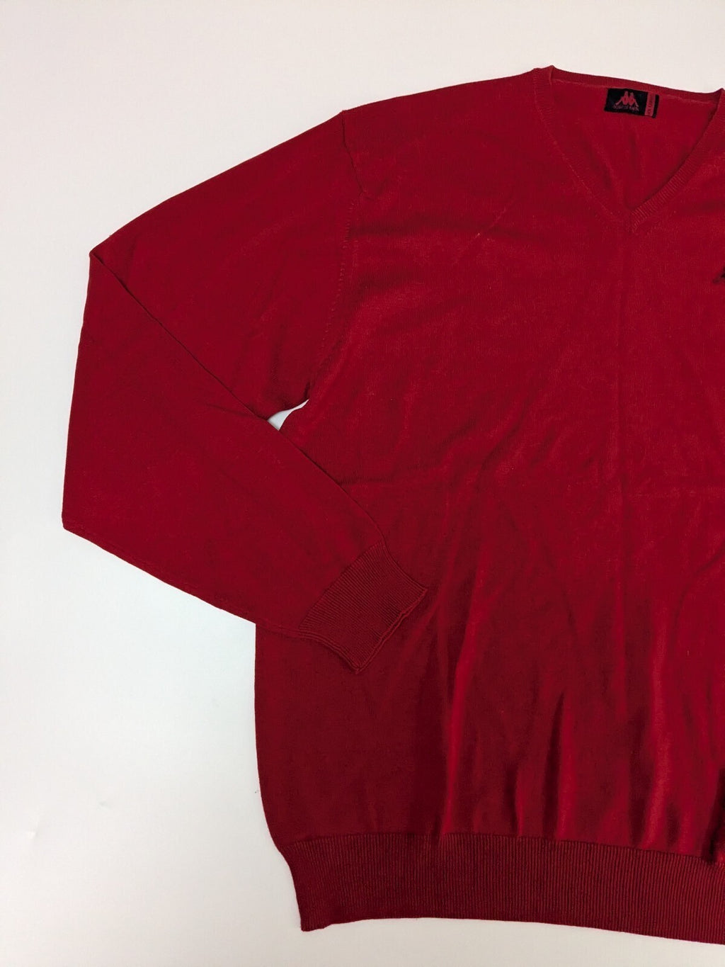 Kappa Sweater Mens 2XL Red V-Neck Knit Jumper