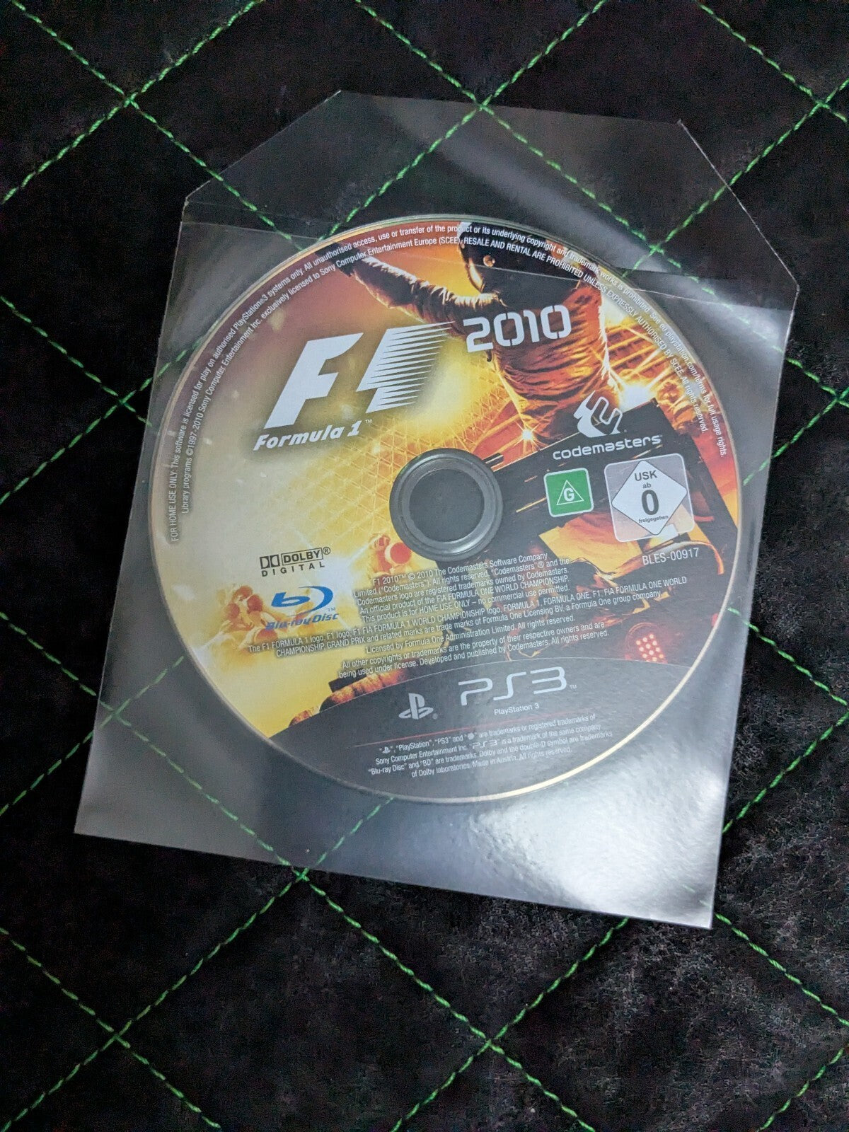 F1 2010 PS3 game disc