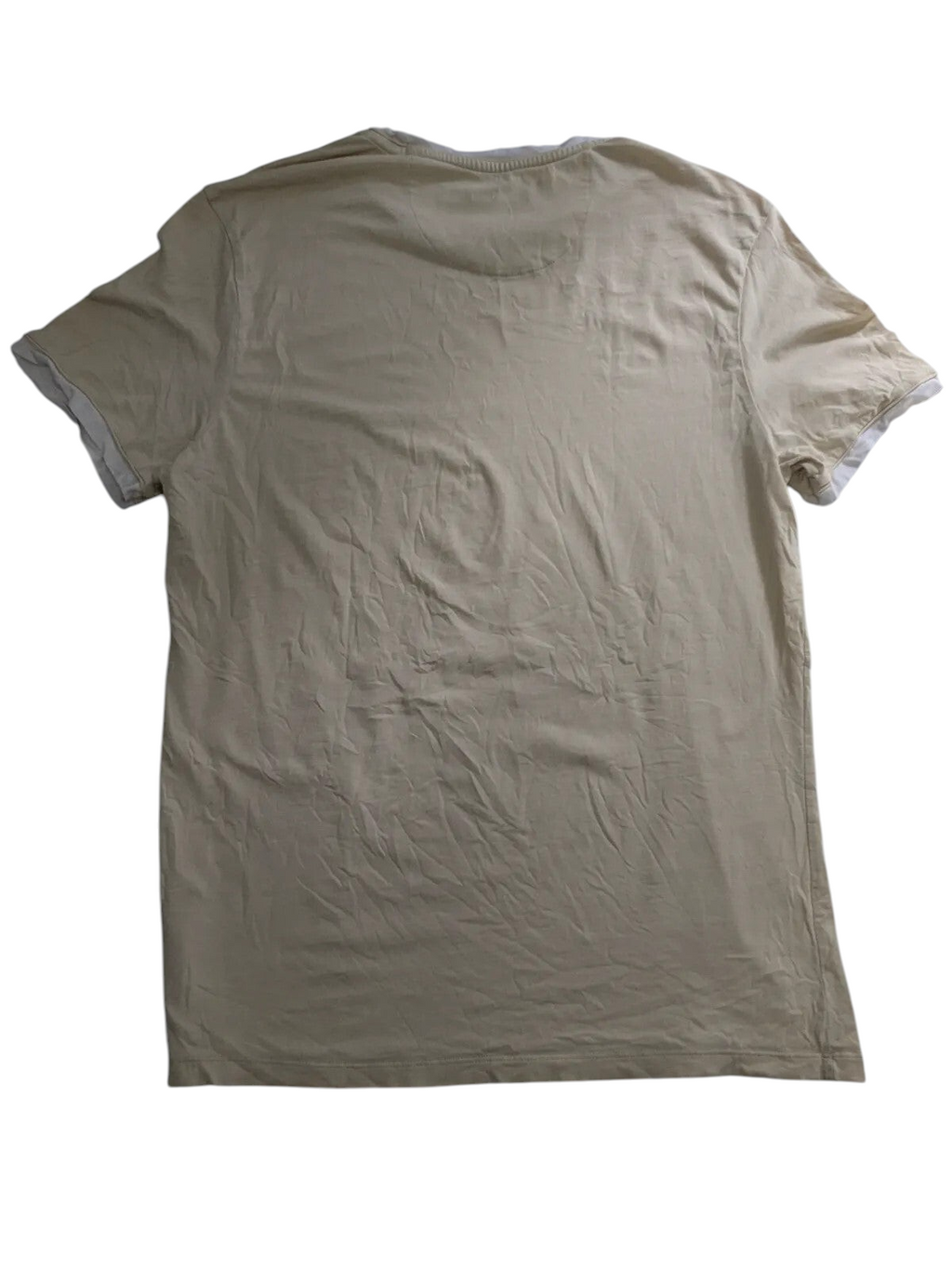 Back view of a My Store pre-owned cream cotton crew neck t-shirt with short sleeves