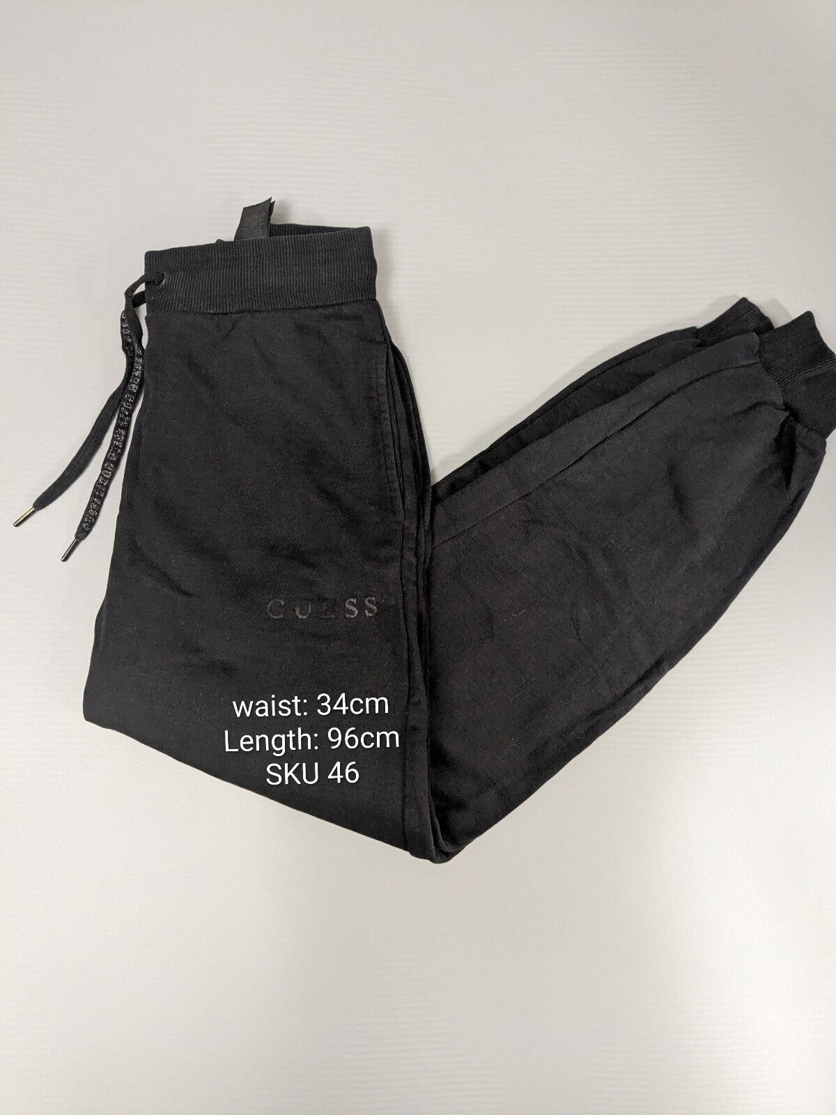 Guess Joggers Womens XS Black Elastic-Waist Sweatpants Activewear