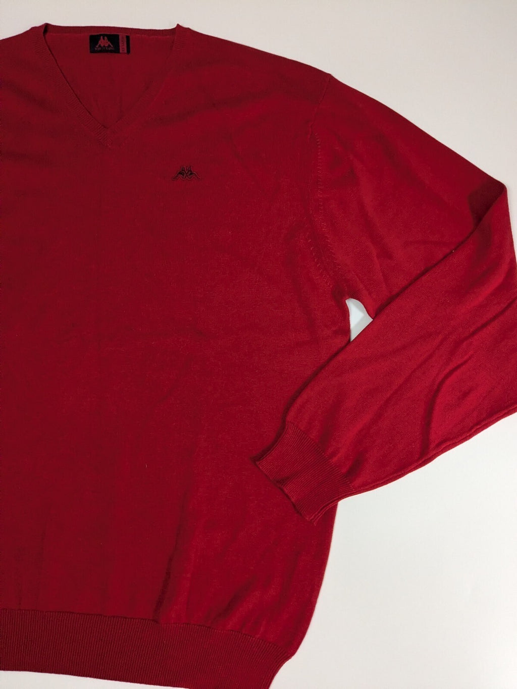 Kappa Sweater Mens 2XL Red V-Neck Knit Jumper
