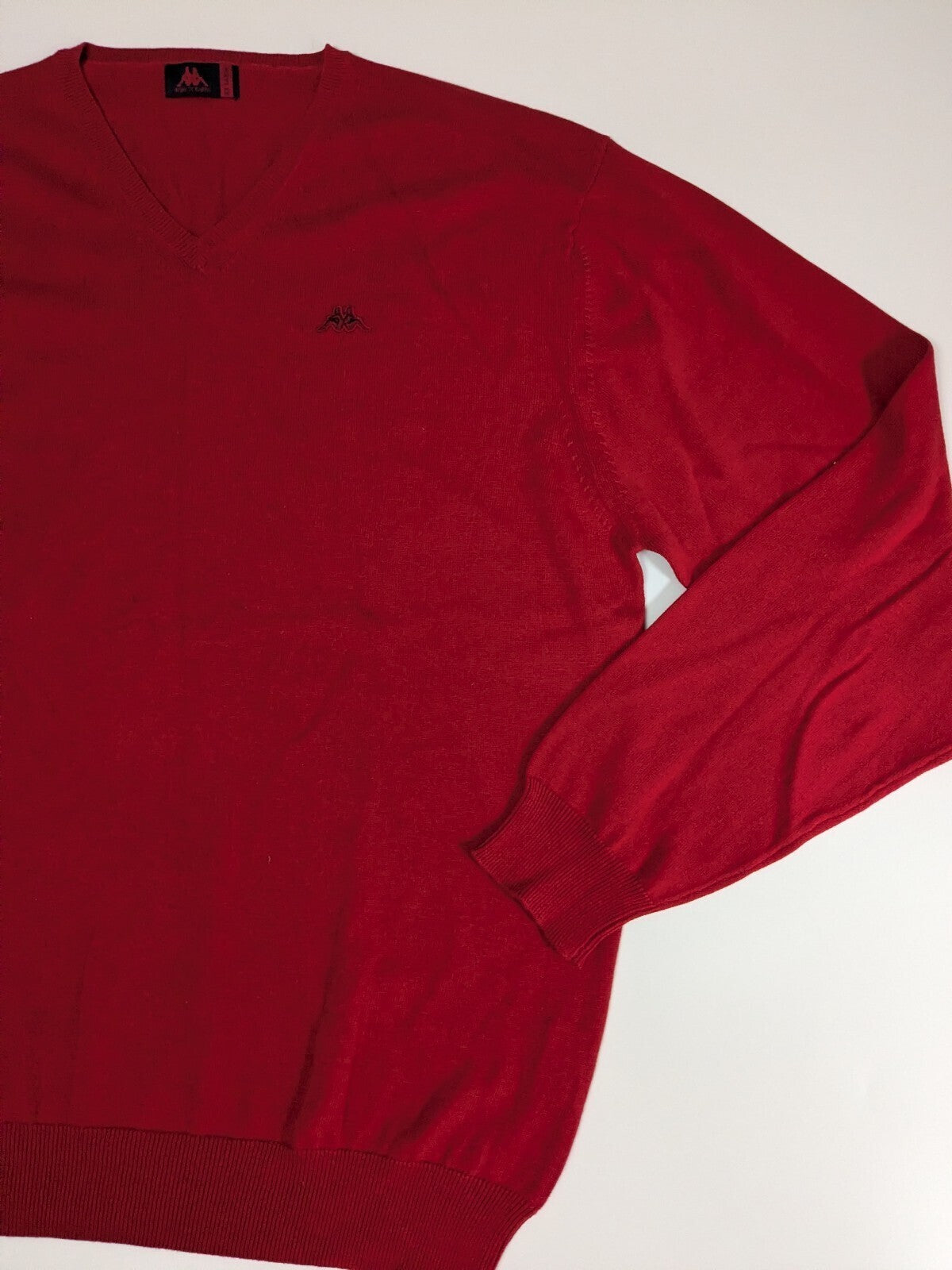 Kappa Sweater Mens 2XL Red V-Neck Knit Jumper