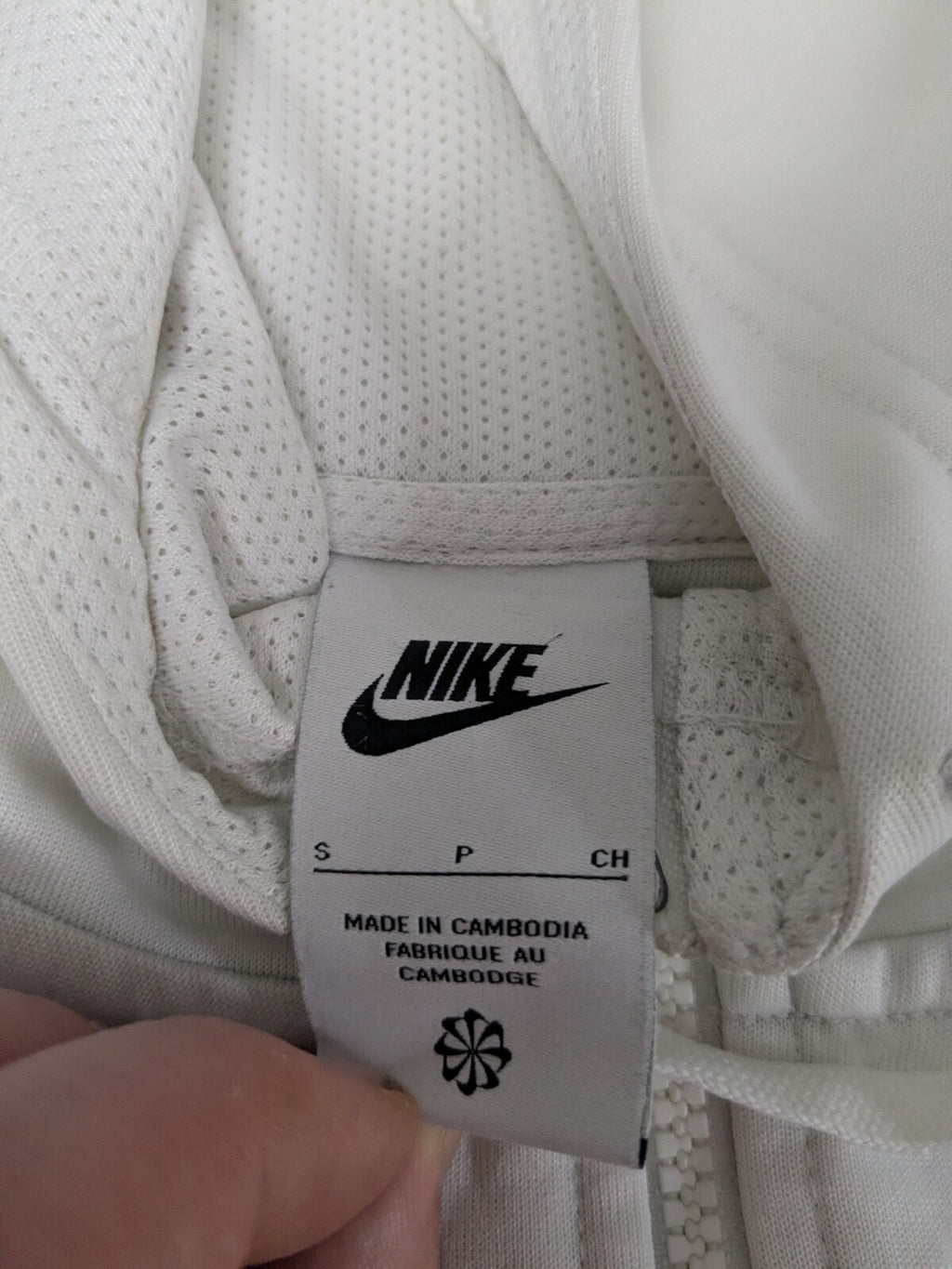 Nike Hoodie Mens M White Logo-Tape Full-Zip Sweatshirt