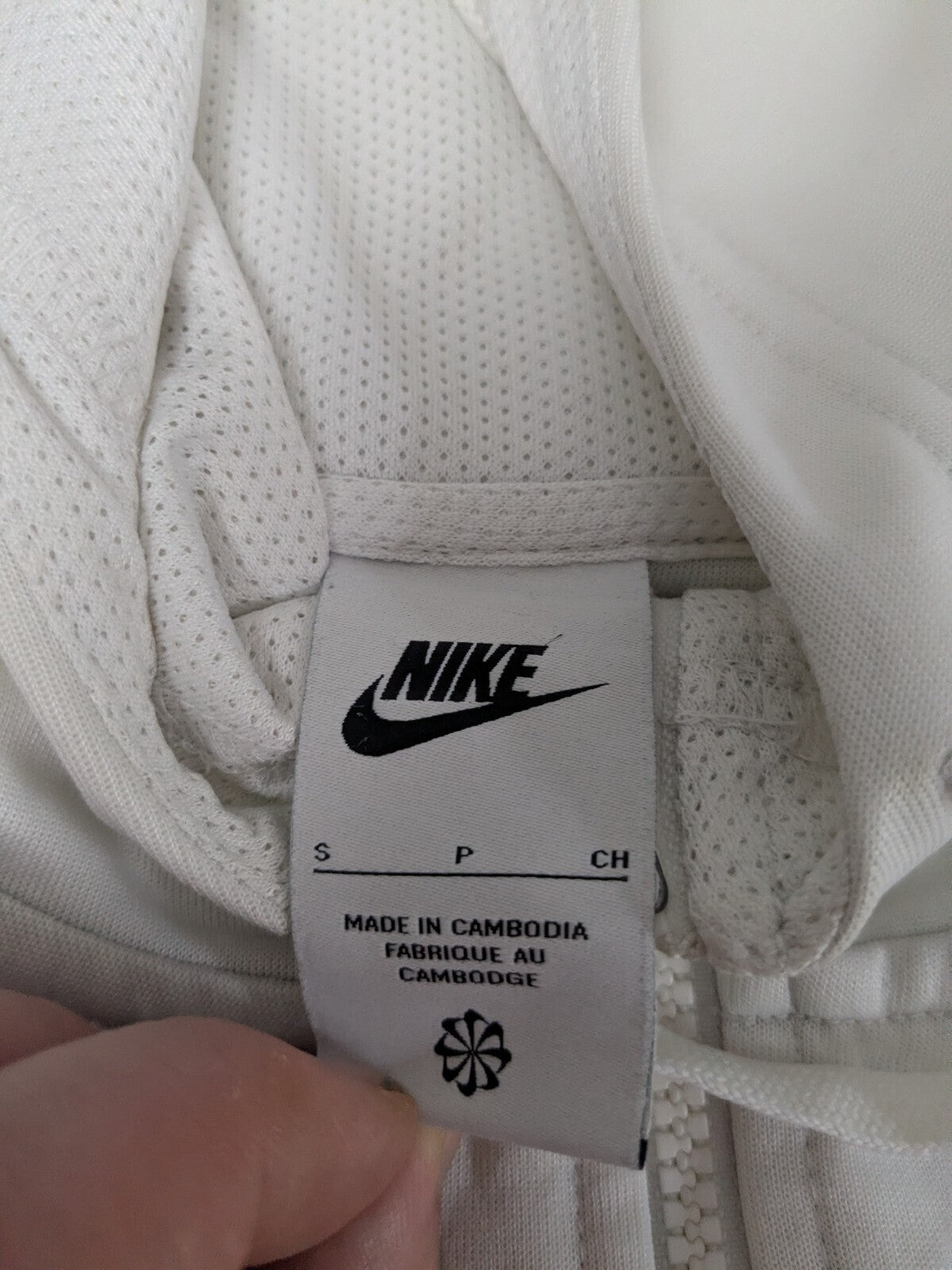 Nike Hoodie Mens M White Logo-Tape Full-Zip Sweatshirt