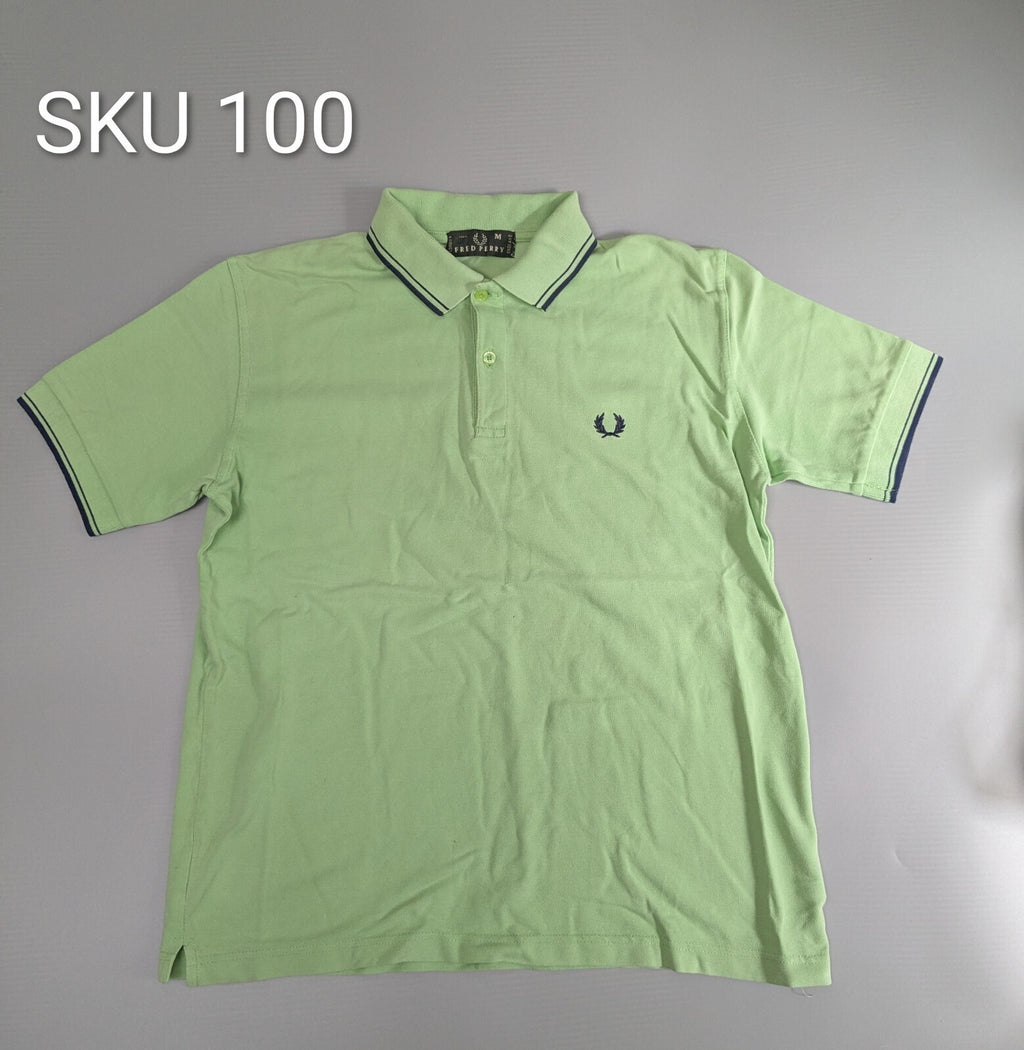 Fred Perry Polo Shirt Mens M Green Twin-Tipped Cotton M3600