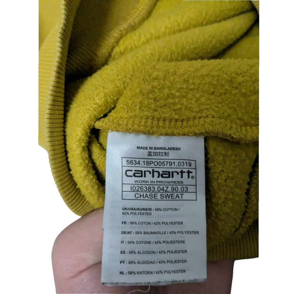 Carhartt Sweatshirt Mens S Yellow Crewneck Chase Sweat Jumper