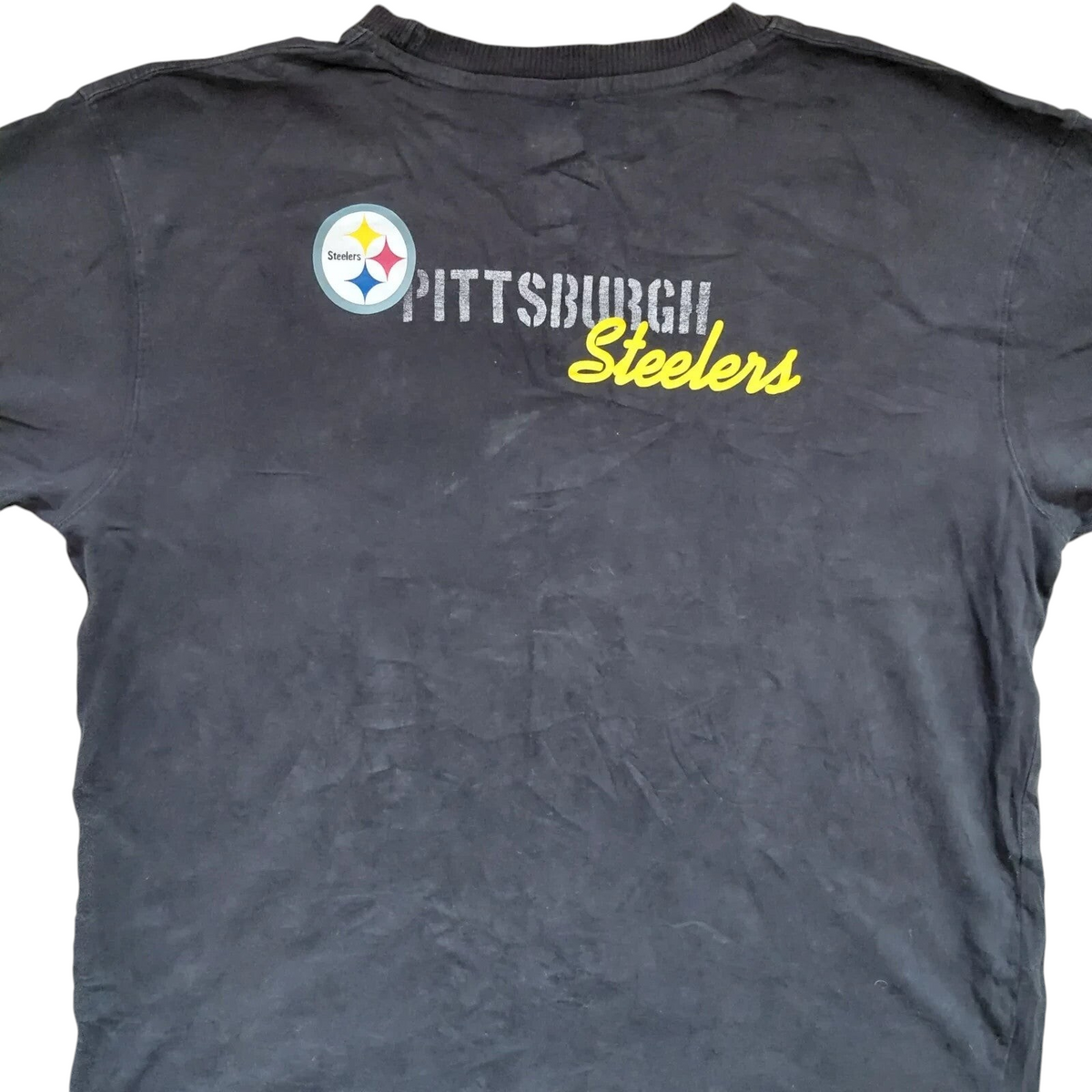 My Store black NFL Pittsburgh Steelers graphic t-shirt with crew neck and logo print on the back