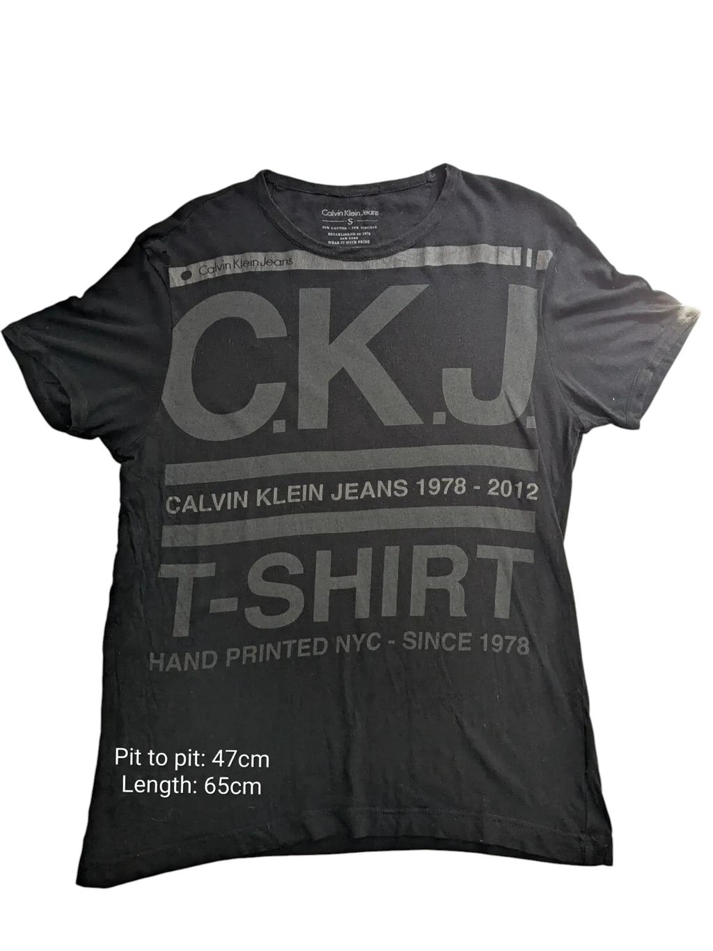 My Store black Calvin Klein Jeans crew neck t-shirt with grey CKJ graphic print in cotton viscose blend